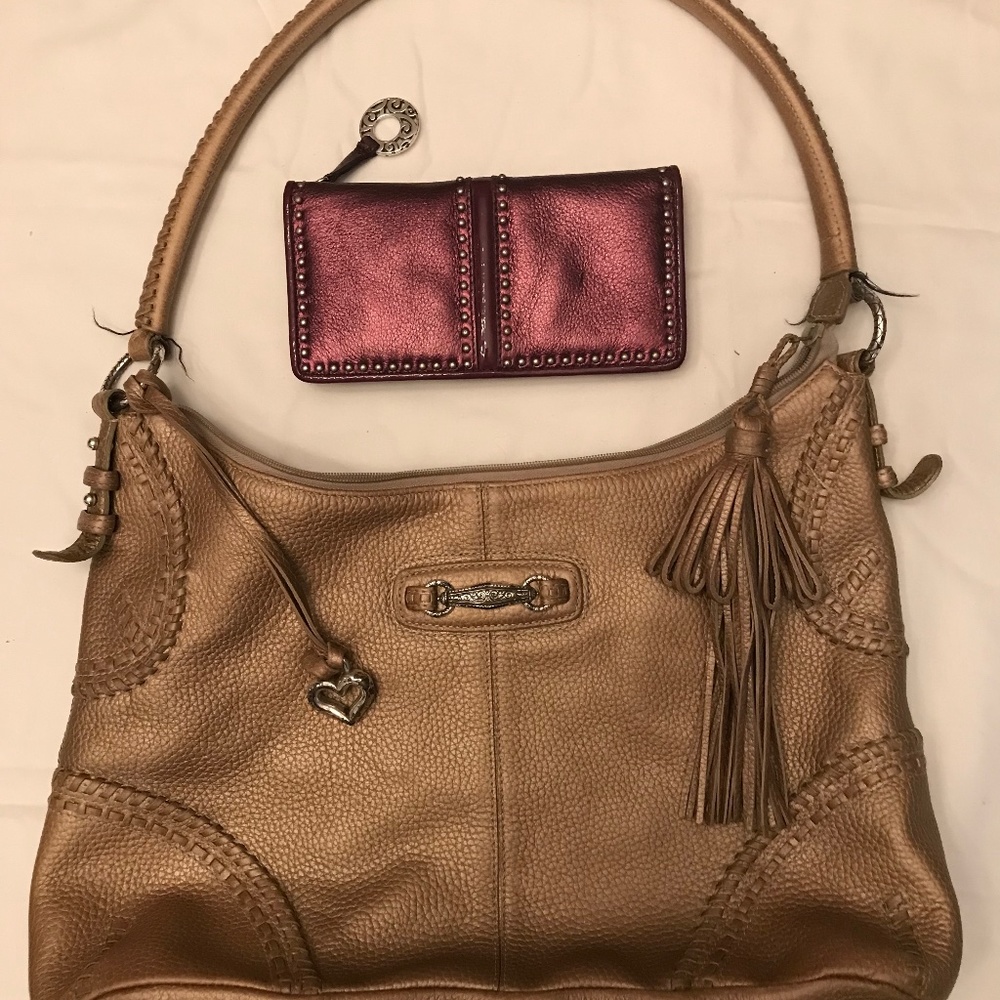 Brighton leather hobo bag with wallet